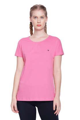 printed cotton regular women's top - pink