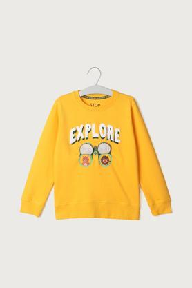 printed cotton round neck boys sweatshirt - mango