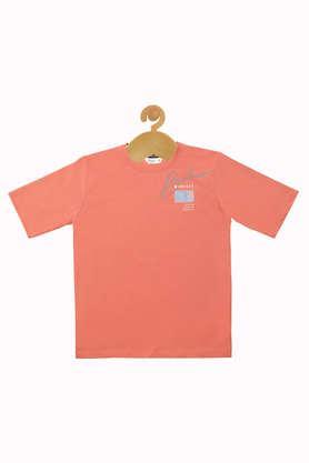 printed cotton round neck boys t-shirt - carrot