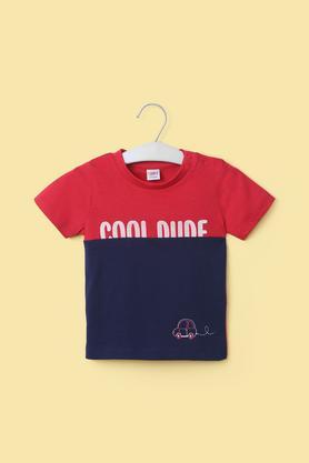 printed cotton round neck infant boy's t-shirt - multi