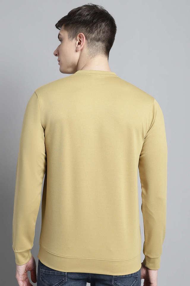 printed cotton round neck men's sweatshirt - gold