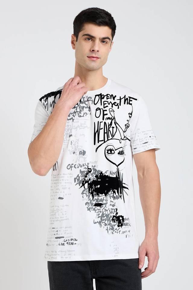 printed cotton round neck mens t-shirt