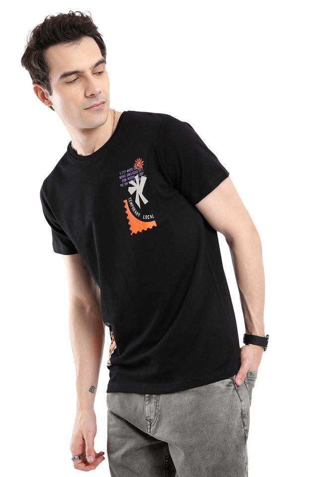 printed cotton round neck mens t-shirt