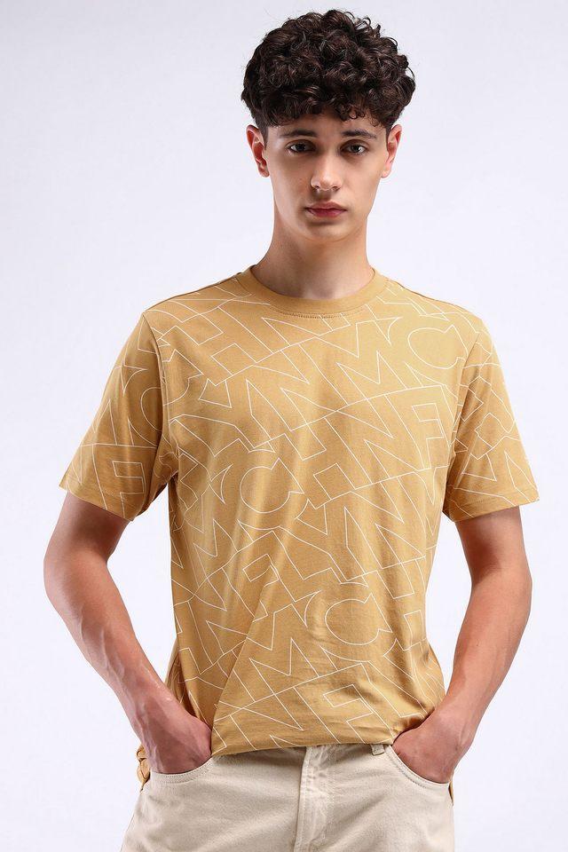 printed cotton round neck mens t-shirt