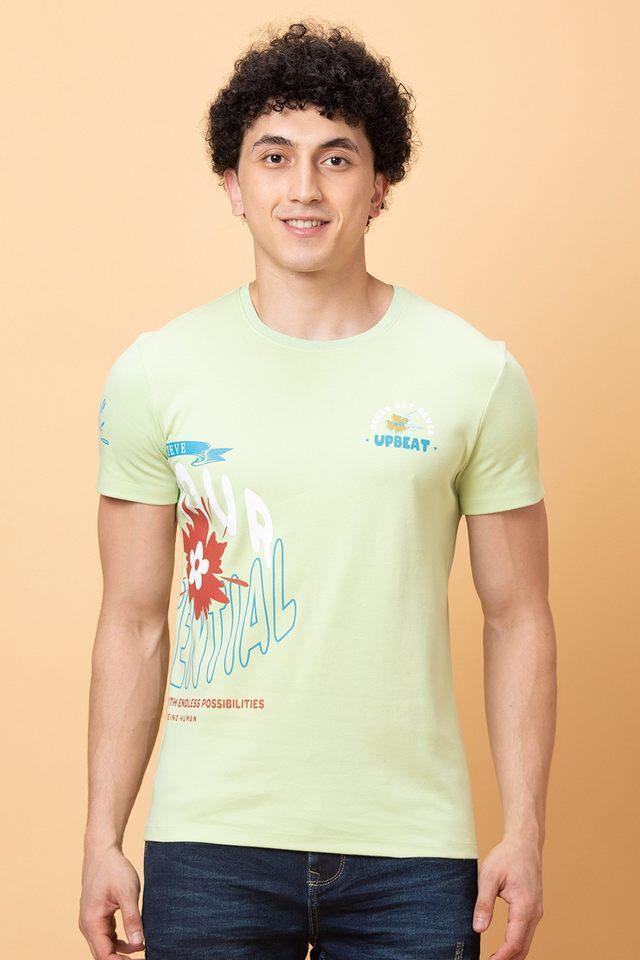 printed cotton round neck mens t-shirt