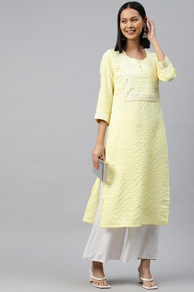 printed cotton round neck womens kurti