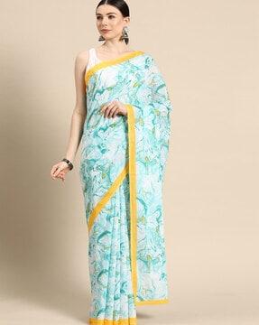 printed cotton saree with contrast border