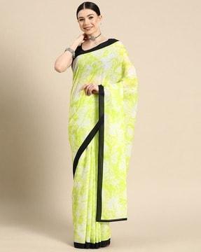 printed cotton saree with contrast border