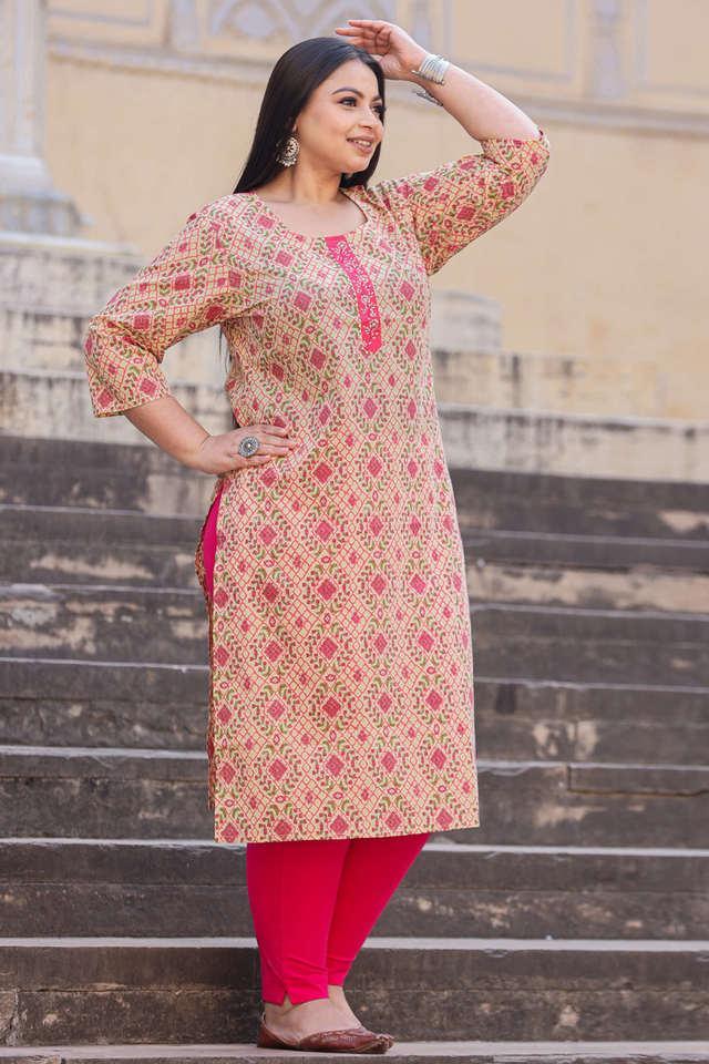 printed cotton scoop neck womens festive wear kurta