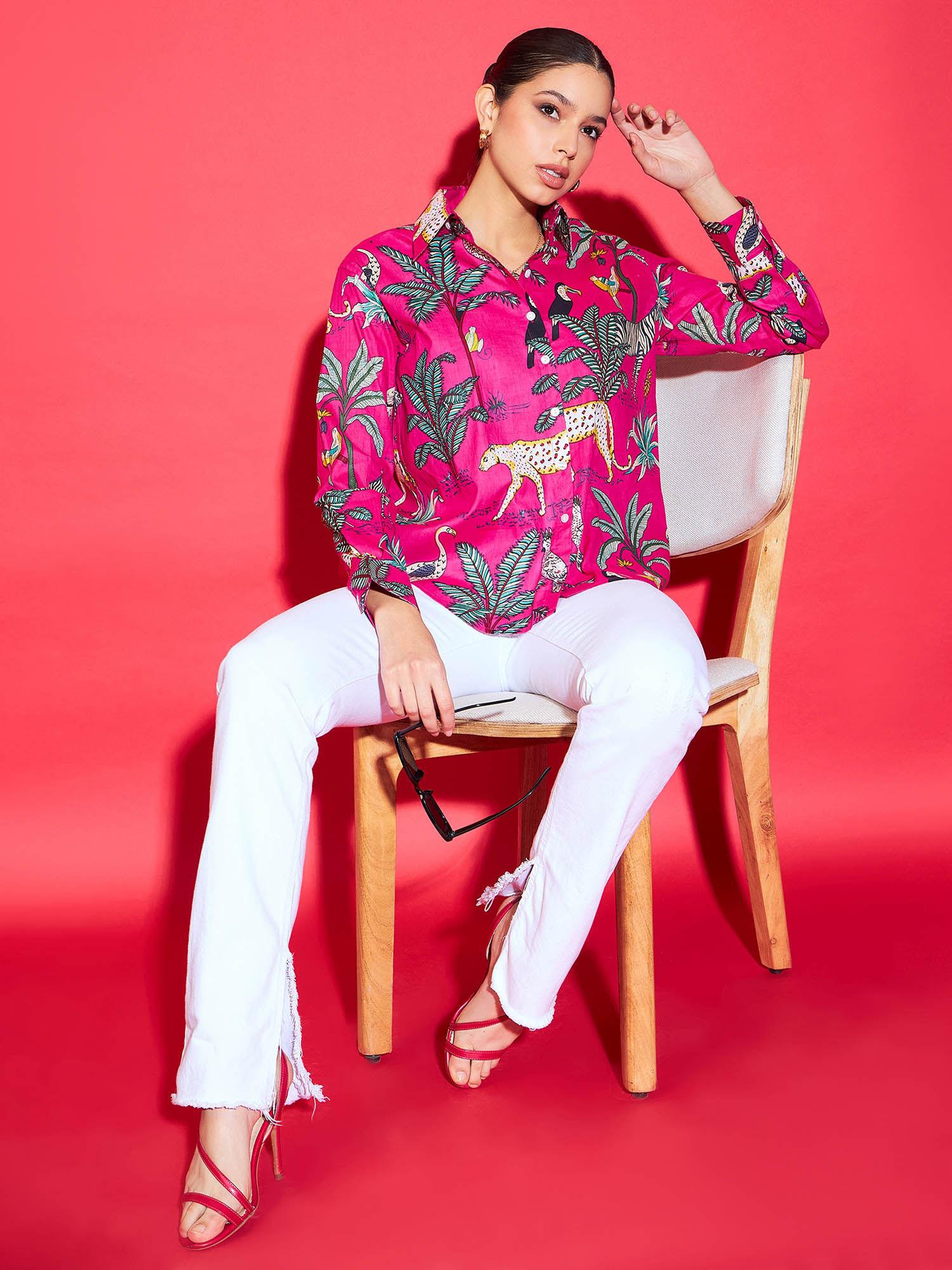 printed cotton shirt - pink