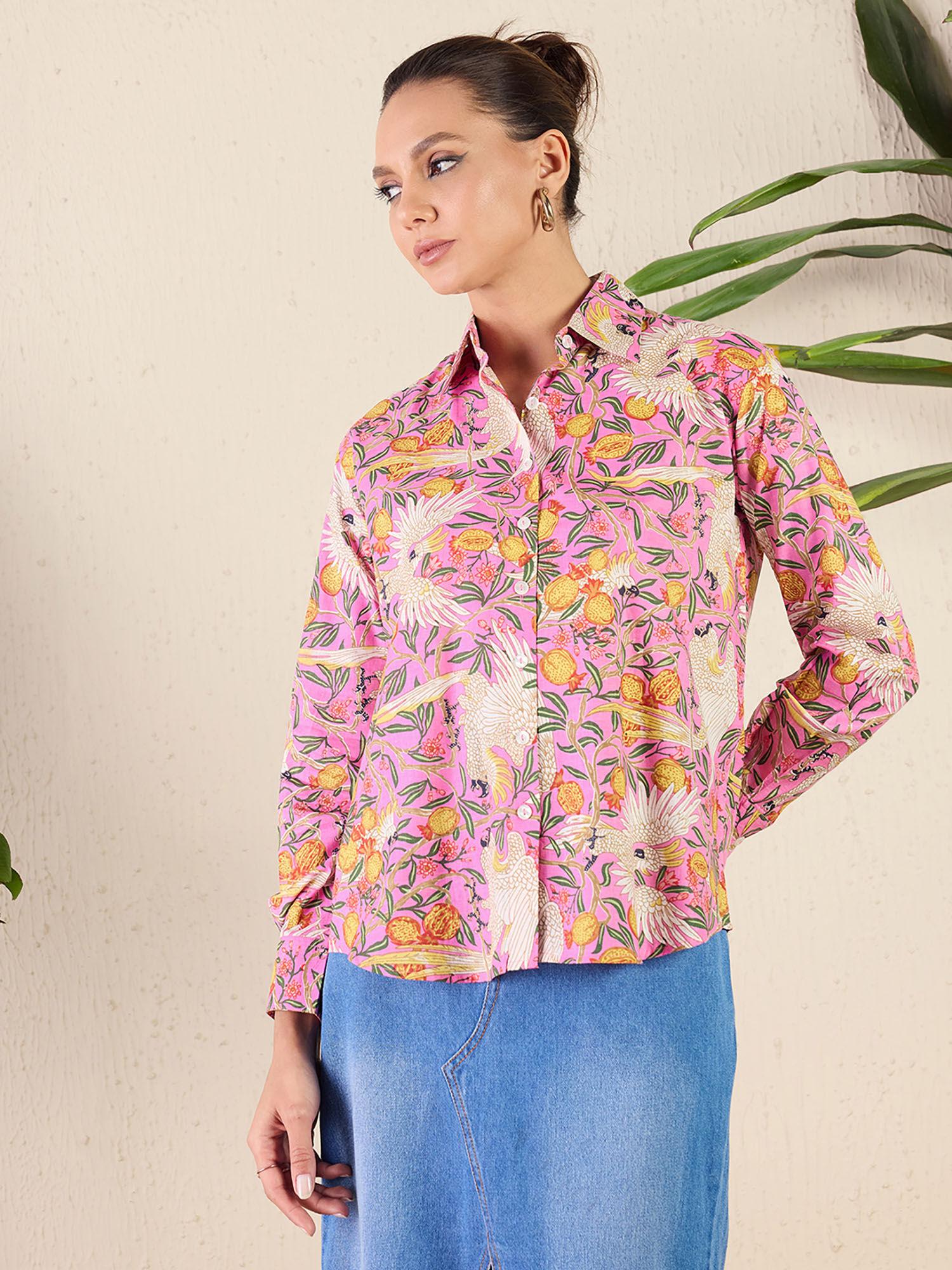 printed cotton shirt - pink