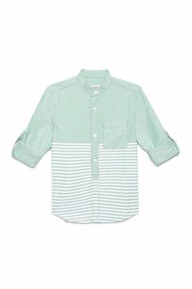printed cotton shirt collar boys shirt - green