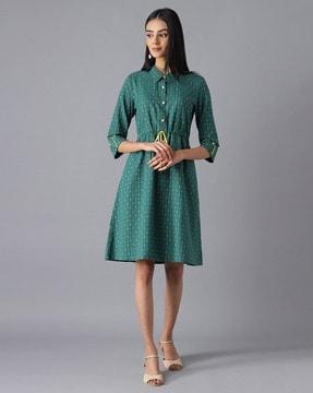 printed cotton shirt dress