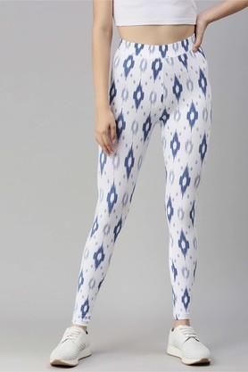 printed cotton skinny fit womens leggings - navy