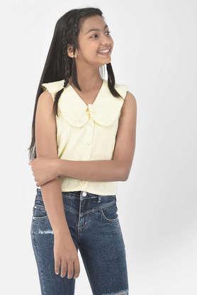 printed cotton sleeveless girl's shirt - yellow