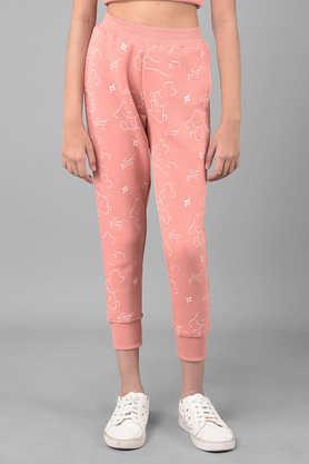printed cotton slim fit girls pyjamas - peach