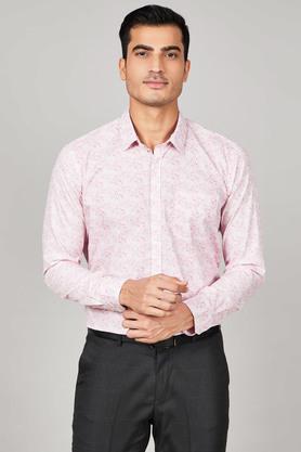 printed cotton slim fit men's casual shirt - dusty pink