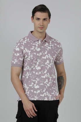 printed cotton slim fit men's t-shirt - lilac