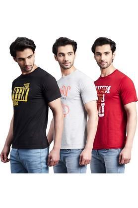 printed cotton slim fit men's t-shirt - multi
