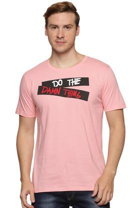 printed cotton slim fit men's t-shirt - pink