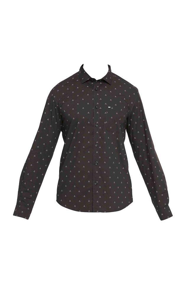 printed cotton slim fit mens casual shirt