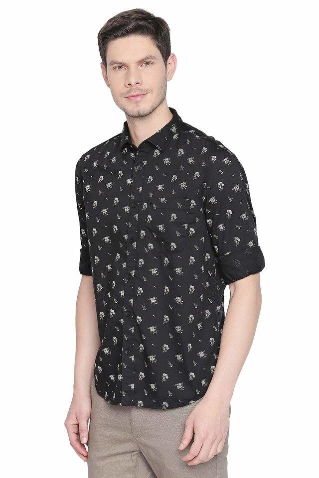 printed cotton slim fit mens casual shirt