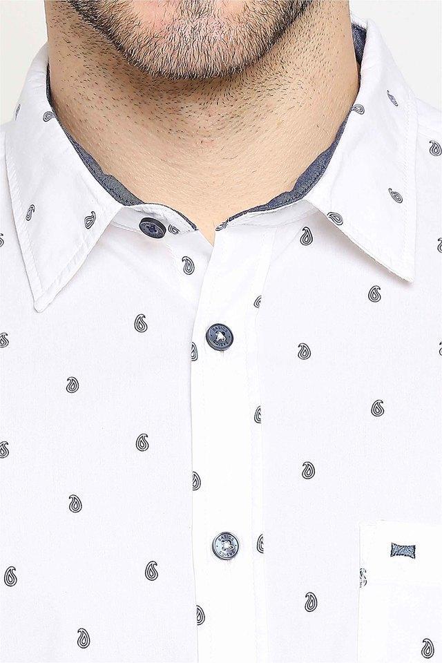 printed cotton slim fit mens casual shirt