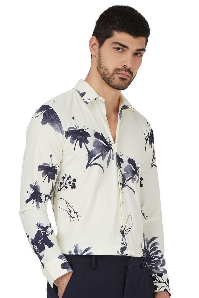 printed cotton slim fit mens casual shirt