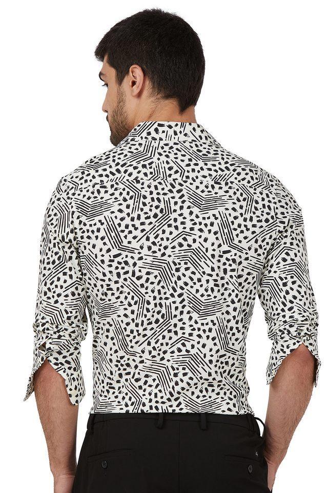 printed cotton slim fit mens casual shirt