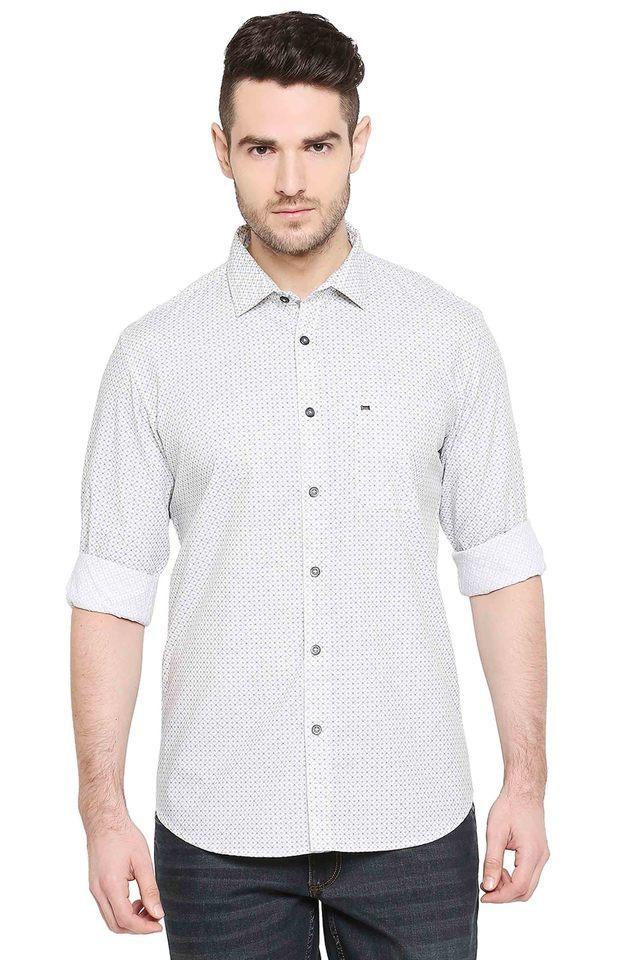 printed cotton slim fit mens casual shirt