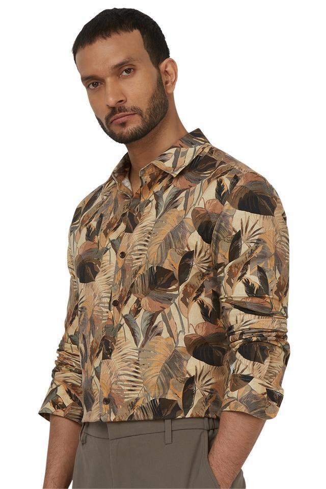 printed cotton slim fit mens casual shirt