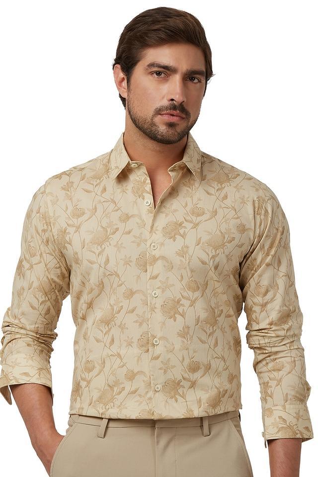 printed cotton slim fit mens casual shirt