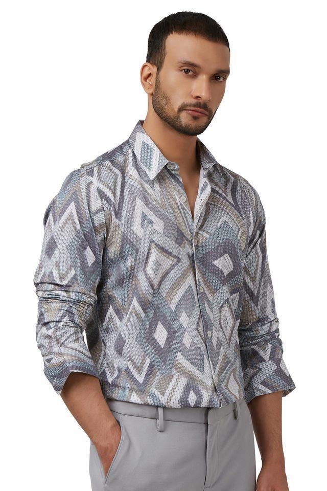 printed cotton slim fit mens casual wear shirt