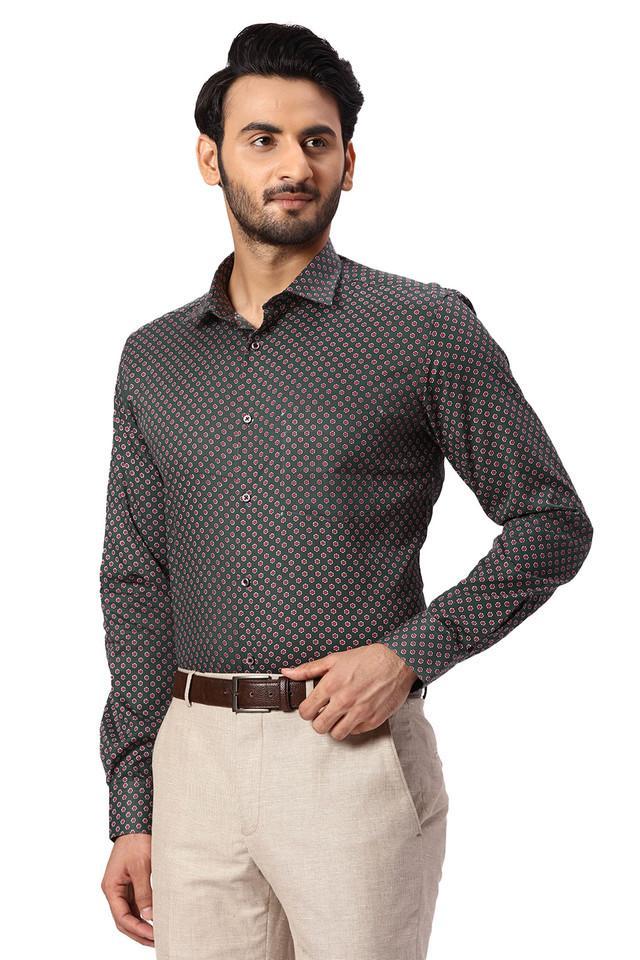 printed cotton slim fit mens formal wear shirt