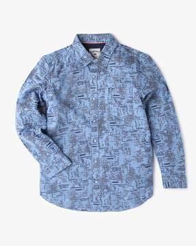 printed cotton slim fit shirt