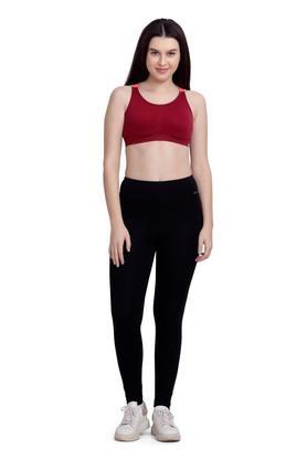 printed cotton slim fit womens active wear tights - black