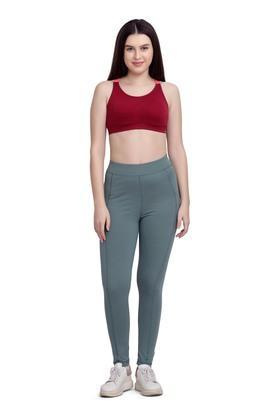 printed cotton slim fit womens active wear tights - sage