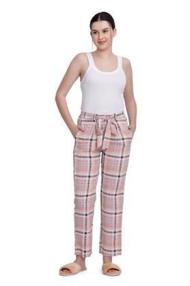 printed cotton slim fit womens active wear track pants - coral