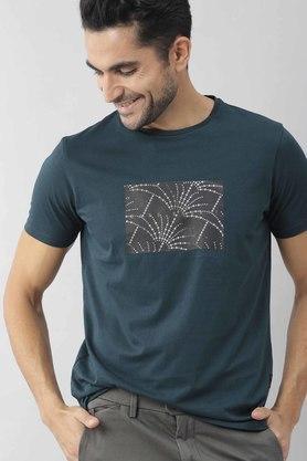 printed cotton slim mens t-shirt - green