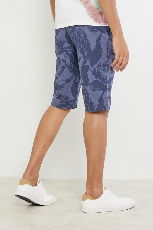 printed cotton stretch button mens shorts