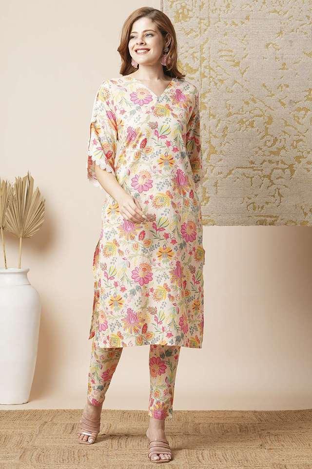 printed cotton v-neck womens co-ord set