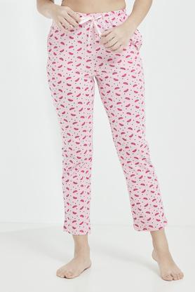printed cotton women's casual wear pyjama - pink