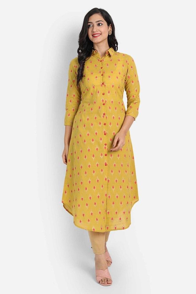 printed cotton womens flared kurti