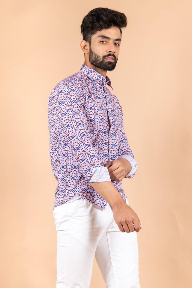 printed crepe regular fit mens casual shirt