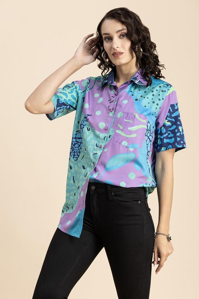 printed crepe regular fit womens casual shirt