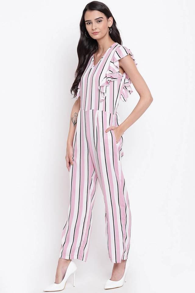 printed crepe regular fit womens jumpsuit