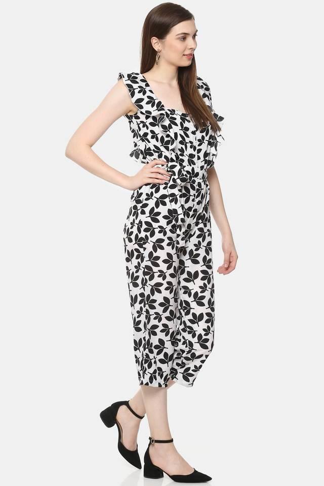 printed crepe regular fit womens jumpsuit