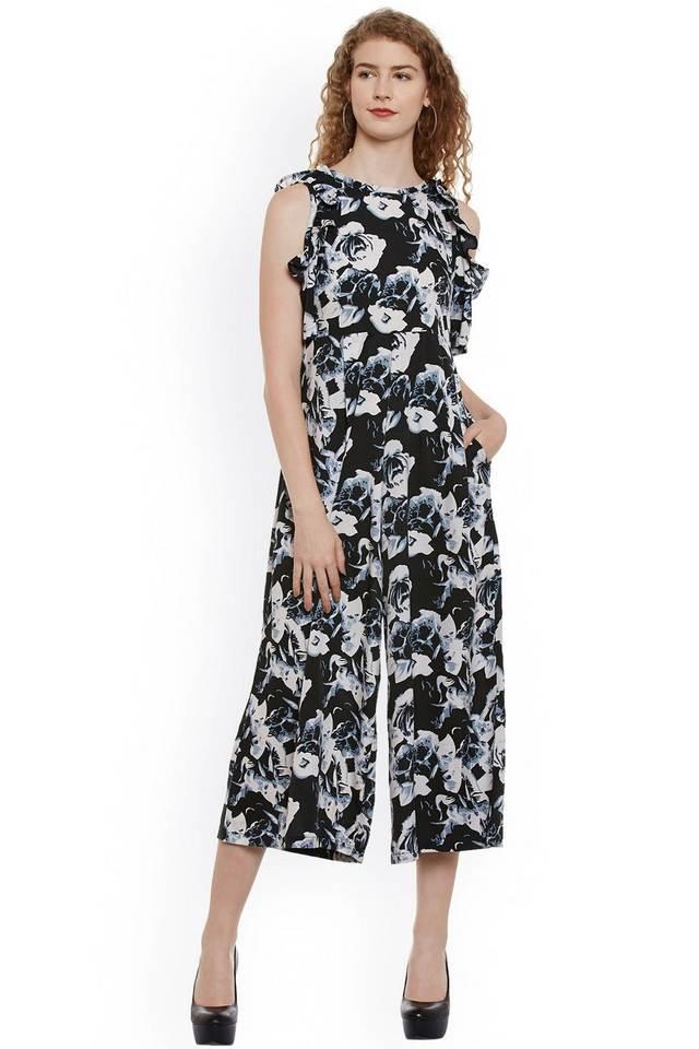 printed crepe regular fit womens jumpsuit