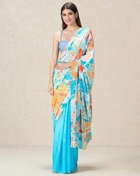 printed crepe saree