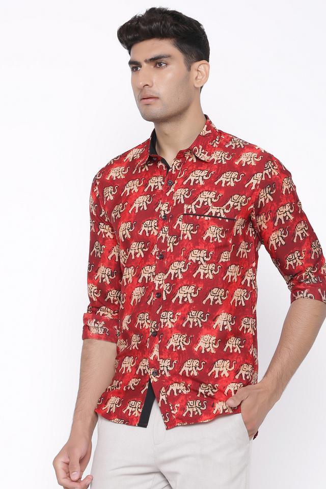 printed crepe slim fit mens casual shirt